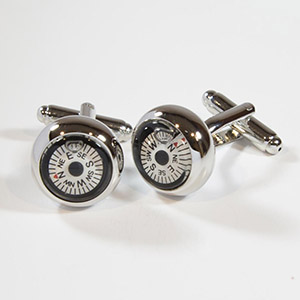 Gemelli Cufflinks Bussola Bianca 100% Ottone